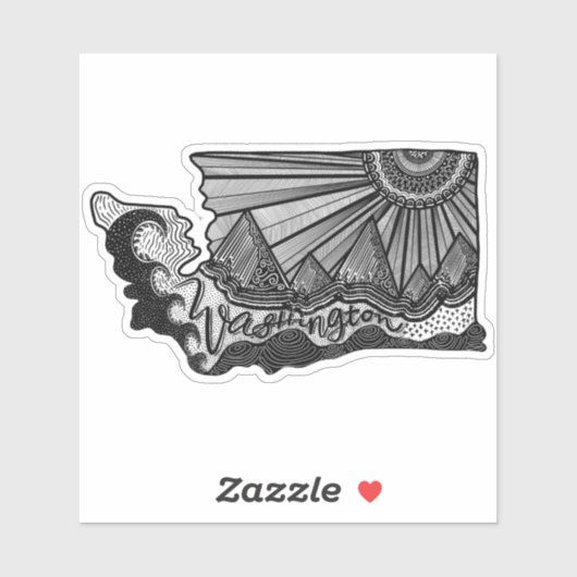 Sticker Lineart de Washington (Feuille)