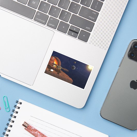 Sticker L'interprétation de l'artiste de la Lander de visi (Ordinateur portable avec iPhone)