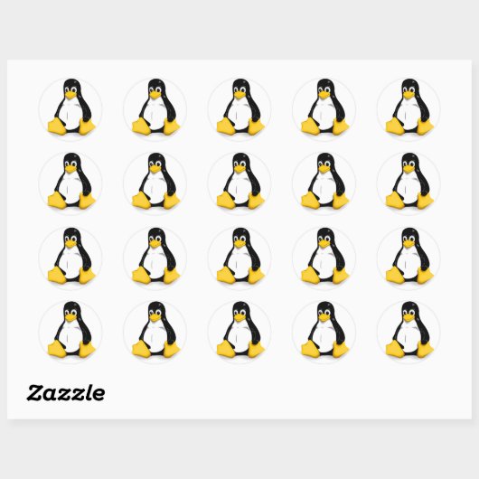 Sticker Linux Tux Round (Feuille)