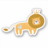 Sticker Lion adorable avec couronne et ordinateur portable (Devant)