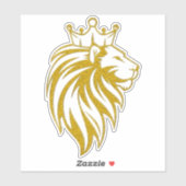 Sticker Lion Avec Couronne - Style Or 2 (Feuille)