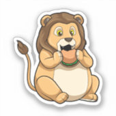 Sticker Lion avec hamburger (Recto)