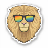 Sticker Lion avec lunettes de soleil (Devant)