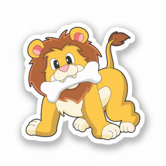 Sticker Lion avec os (Recto)