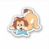 Sticker Lion avec poisson (Devant)