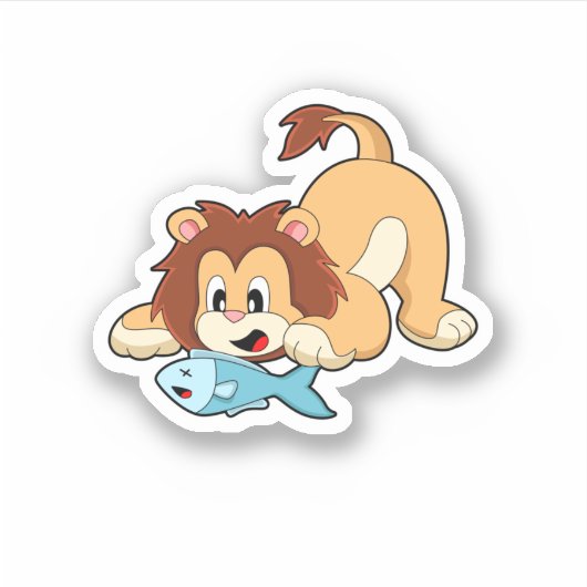 Sticker Lion avec poisson (Devant)