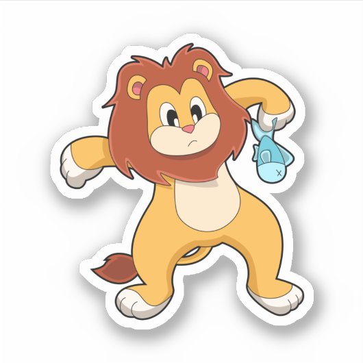 Sticker Lion avec poisson (Devant)