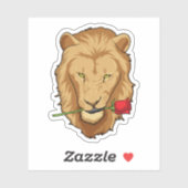 Sticker Lion avec Rose (Feuille)