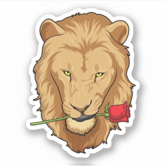 Sticker Lion avec Rose (Devant)