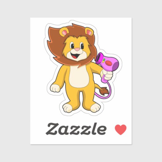Sticker Lion avec sèche-cheveux (Feuille)