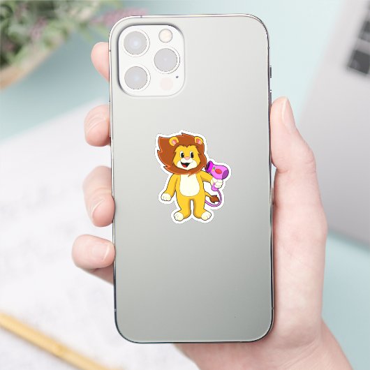 Sticker Lion avec sèche-cheveux (Téléphone)