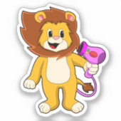 Sticker Lion avec sèche-cheveux (Recto)