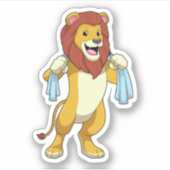 Sticker Lion avec serviette pour douche (Devant)