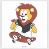 Sticker lion avec skateboard (Feuille)