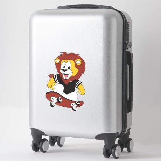 Sticker lion avec skateboard (Sur valise)