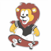 Sticker lion avec skateboard (Devant)