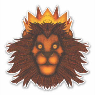 Sticker Lion avec une couronne