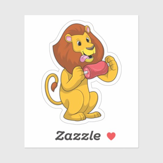 Sticker Lion avec viande (Feuille)