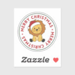 Sticker Lion Christmas Snow Winter Animaux Lions<br><div class="desc">Le lion pour la carte de voeux de Noël. Animaux amusants avec des cadeaux et de la neige pour les vacances. Aussi drôle pour noël en juillet. Les lions sont de mignons animaux et parfaits pour Noël.</div>