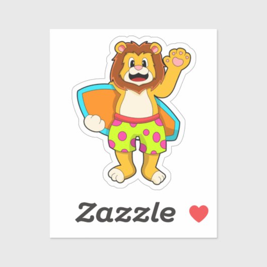 Sticker Lion comme surfer avec Surfer (Feuille)