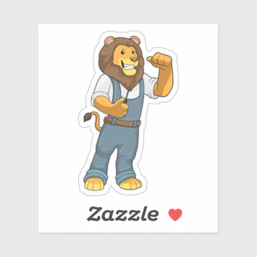 Sticker Lion comme tournevis de Handyman (Feuille)