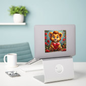 Sticker Lion de dessin animé mignon (Ordinateur portable sur le bureau)