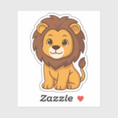 Sticker Lion de dessin animé mignon (Feuille)