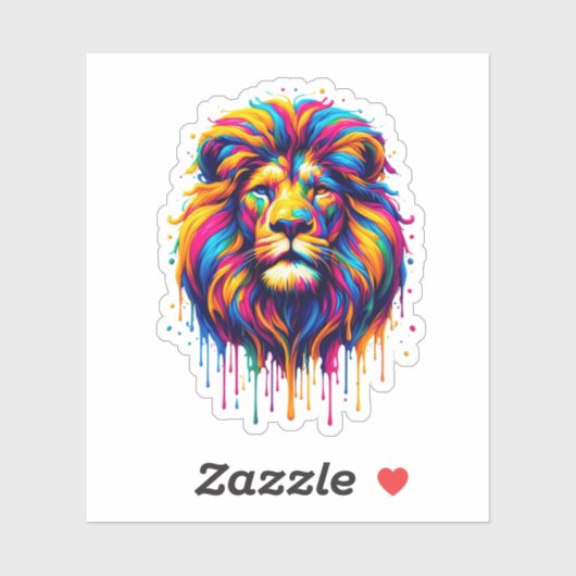 Sticker Lion de séchage de peinture (Feuille)
