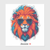 Sticker Lion élégant avec lunettes de soleil tendance (Feuille)