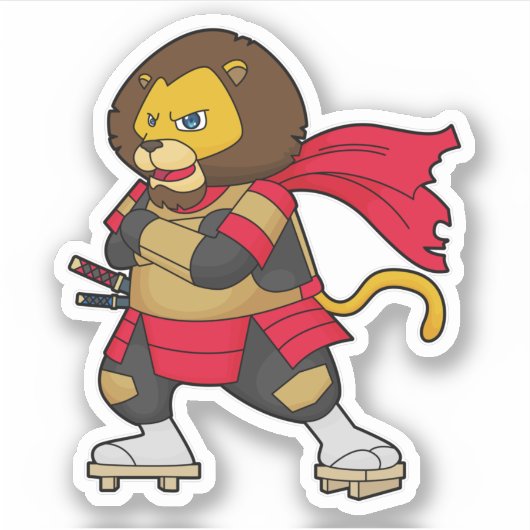 Sticker Lion en guerrier avec Cap (Devant)