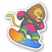 Sticker Lion en Snowboard avec Snowboard (Devant)