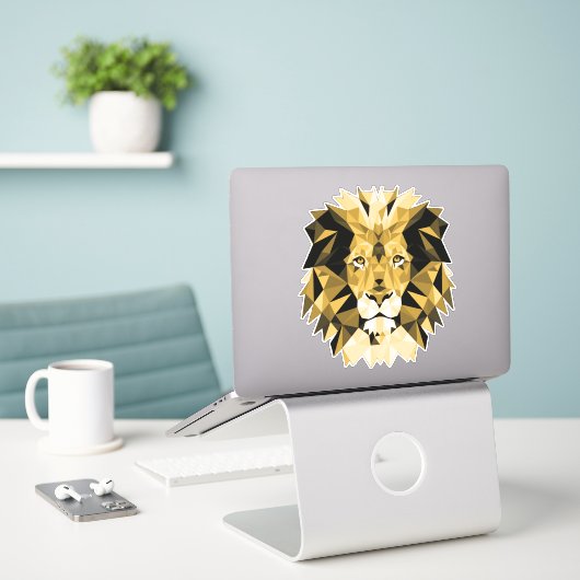 Sticker Lion géométrique Brown (Ordinateur portable sur le bureau)
