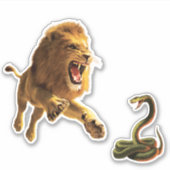 Sticker Lion mordu par cobra (Devant)