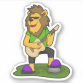 Sticker Lion musicien guitare (Devant)