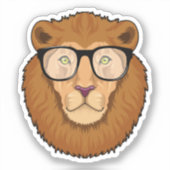 Sticker Lion Nerd avec lunettes (Recto)