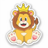 Sticker Lion roi avec couronne (Recto)