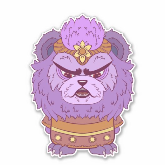 Sticker Lion Violet Grincheux (Devant)