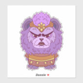 Sticker Lion Violet Grincheux (Feuille)