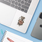 Sticker Lioness et Rose (Ordinateur portable avec iPhone)