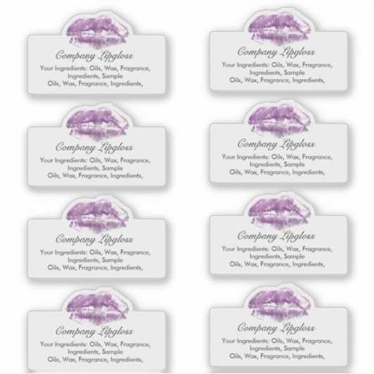 Sticker Lipgloss Lip Empreinte Logo Ingrédient Entreprise (Devant)