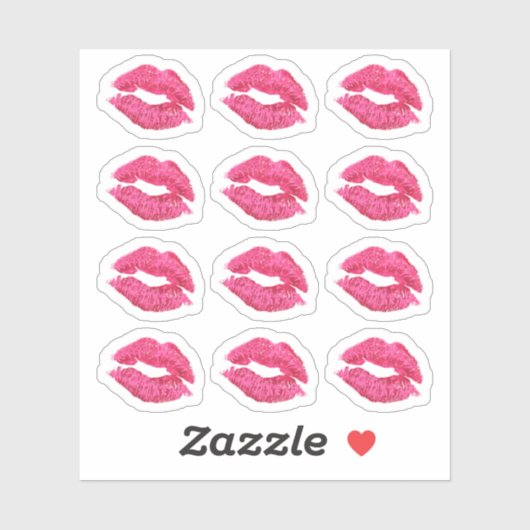 Sticker Lipstick Distributeur Glam Pink Kiss Lips Planner (Feuille)