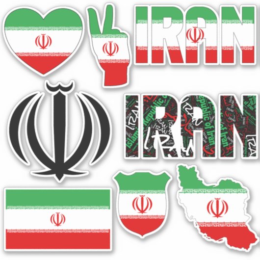 Sticker L'Iran Extraordinaire forme les symboles nationaux (Devant)