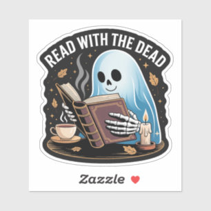 Sticker Lire Avec Les Morts — Lecture Squelettique Cosy
