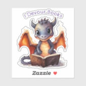 Sticker *~* Lire Bébé mignon Dragon AP88 I DEVOUR Livres (Feuille)