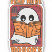 Sticker Lire plus Livres Bibliothèque Ghost Lecture Hallow (Devant)