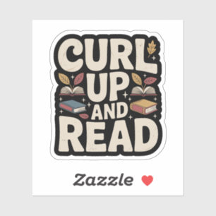 Sticker Lire un livre d'automne cosy