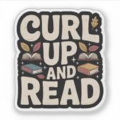 Sticker Lire un livre d'automne cosy (Devant)