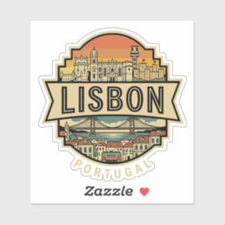 Sticker Lisbon Vintage Skyline Portugal Travel Badge 