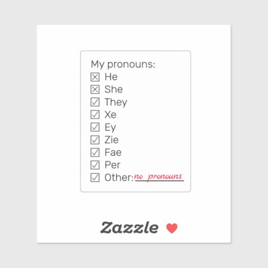 Sticker Liste de contrôle neopronouns long (Feuille)