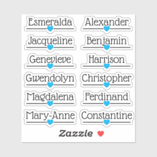 Sticker Liste de Invités Personnalisée 12 Noms Ligne Cœur